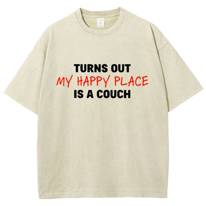 My Happy Place Is A Couch Vintage Distressed T-shirt