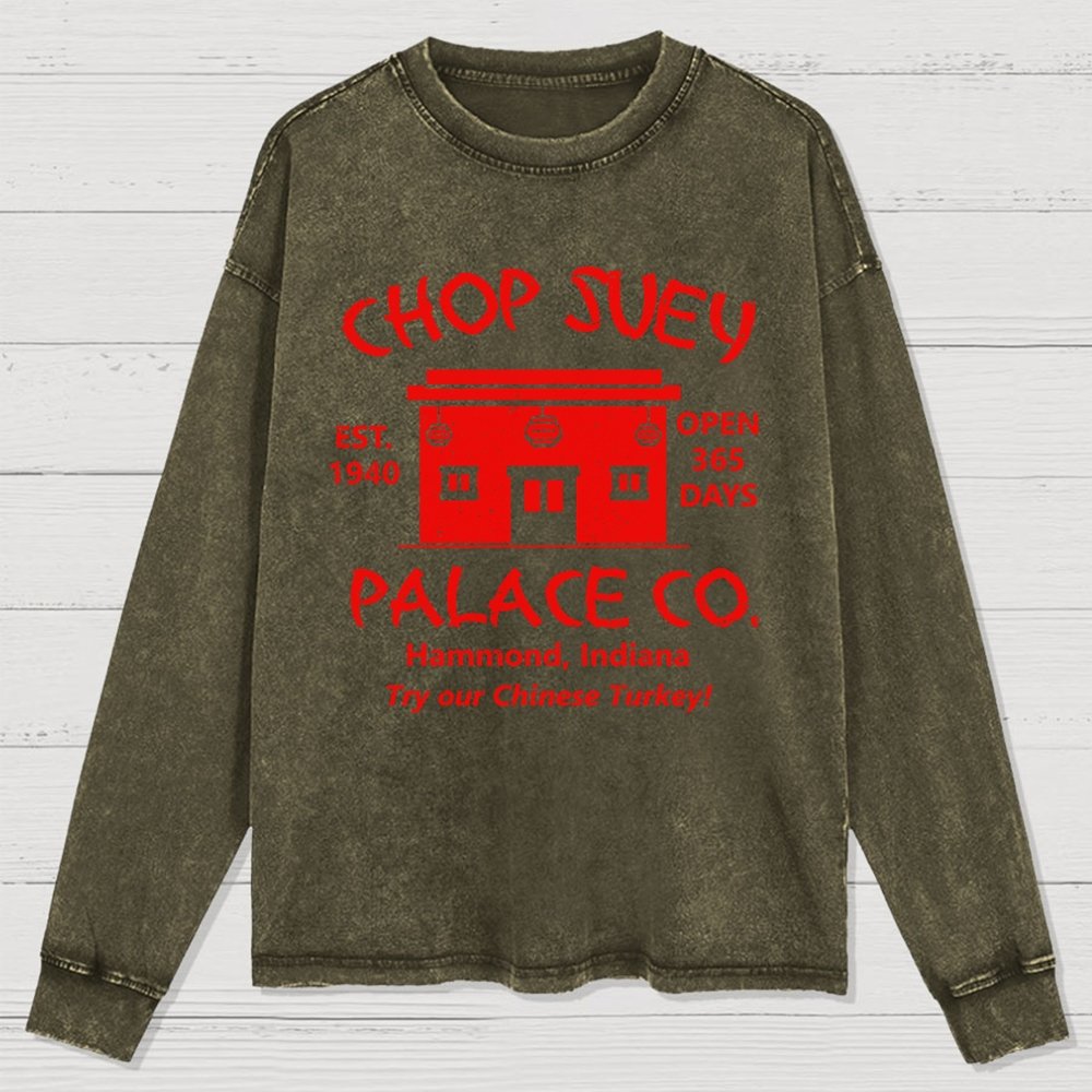 Christmas Story Mysterious Eatery Washed Long Sleeve Tee