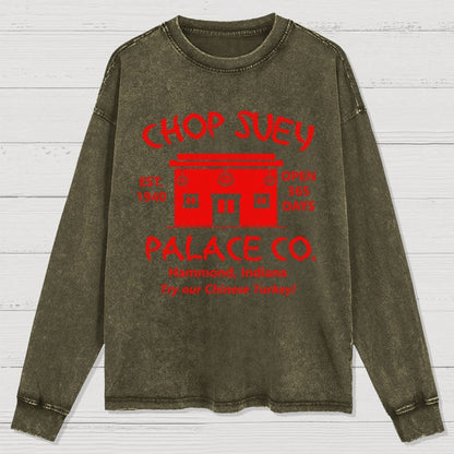 Christmas Story Mysterious Eatery Washed Long Sleeve Tee