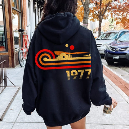 Retro Vintage Desert Planet Printed Back Unisex Cotton Hoodie