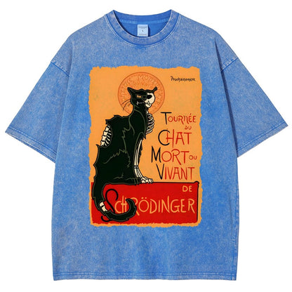 Le chat noir de Schrödinger Vintage Distressed T-shirt