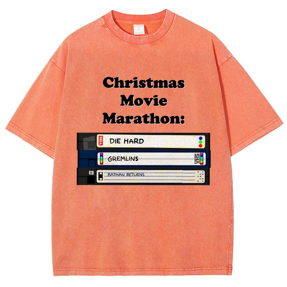 Christmas Movie Marathon Vintage Distressed T-shirt