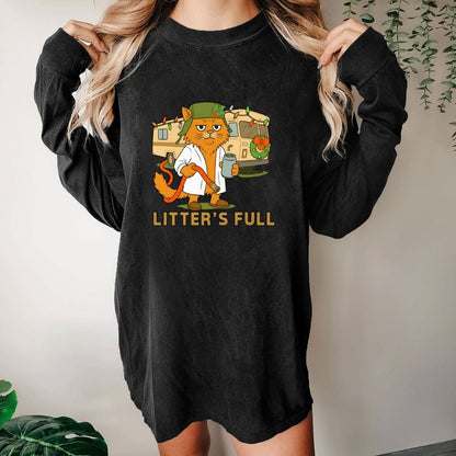 Christmas Shitters Full Cat Washed Long Sleeve Tee