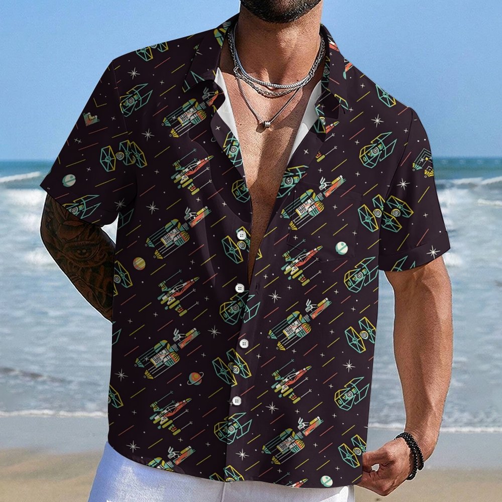 Space spaceship Geek Hawaiian Shirt