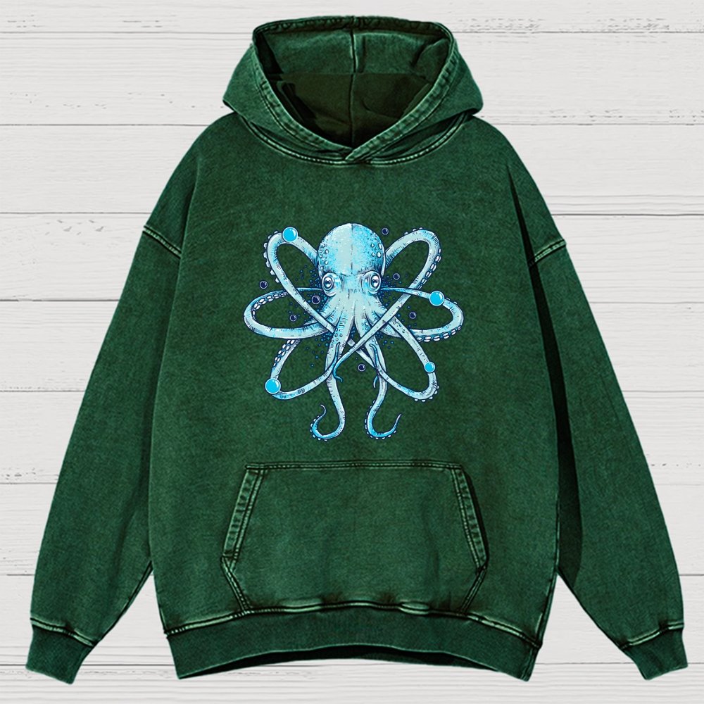 Atomic Octopus Vintage Distressed Hoodie