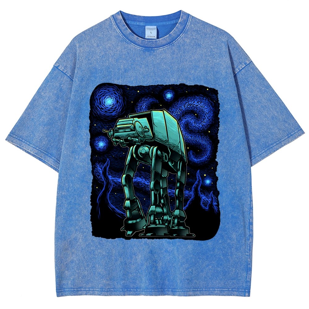 Armored Tank Starry Night Vintage Distressed T-shirt