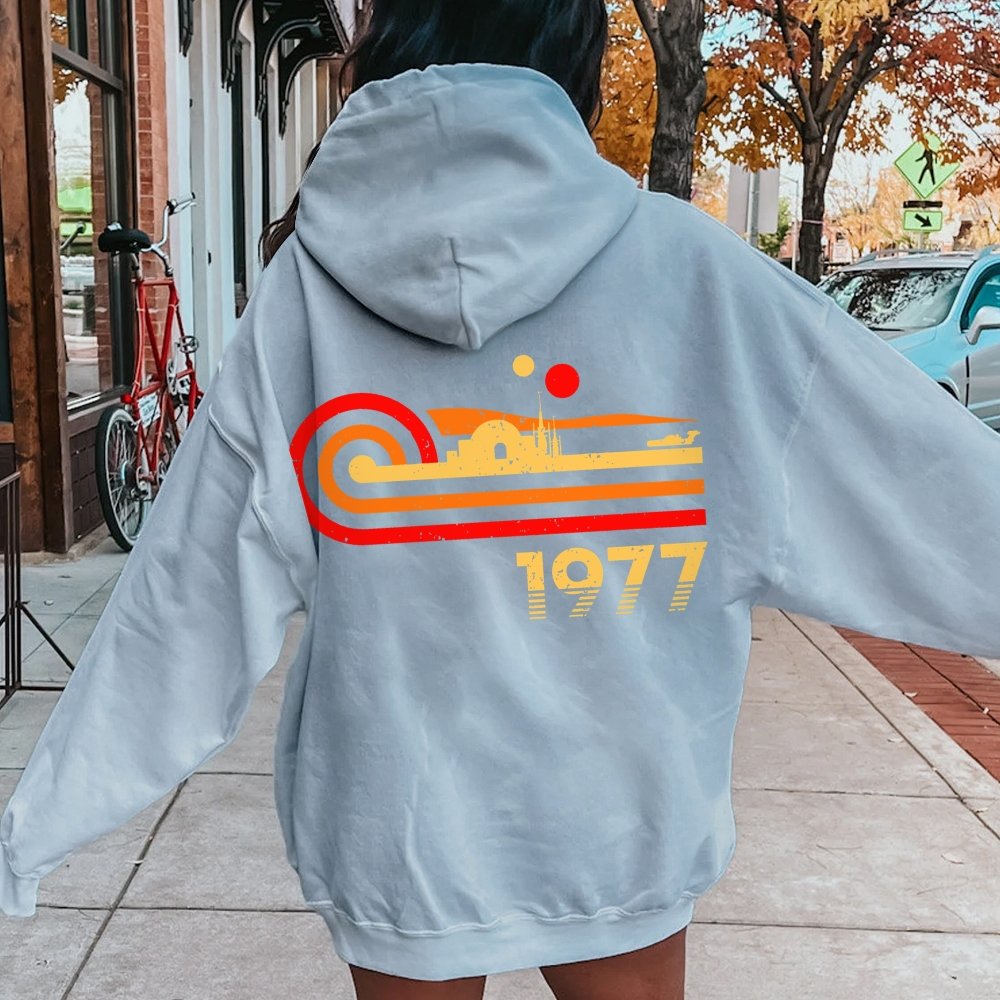 Retro Vintage Desert Planet Printed Back Unisex Cotton Hoodie