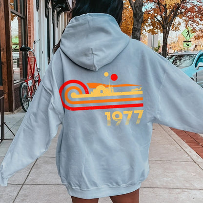 Retro Vintage Desert Planet Printed Back Unisex Cotton Hoodie