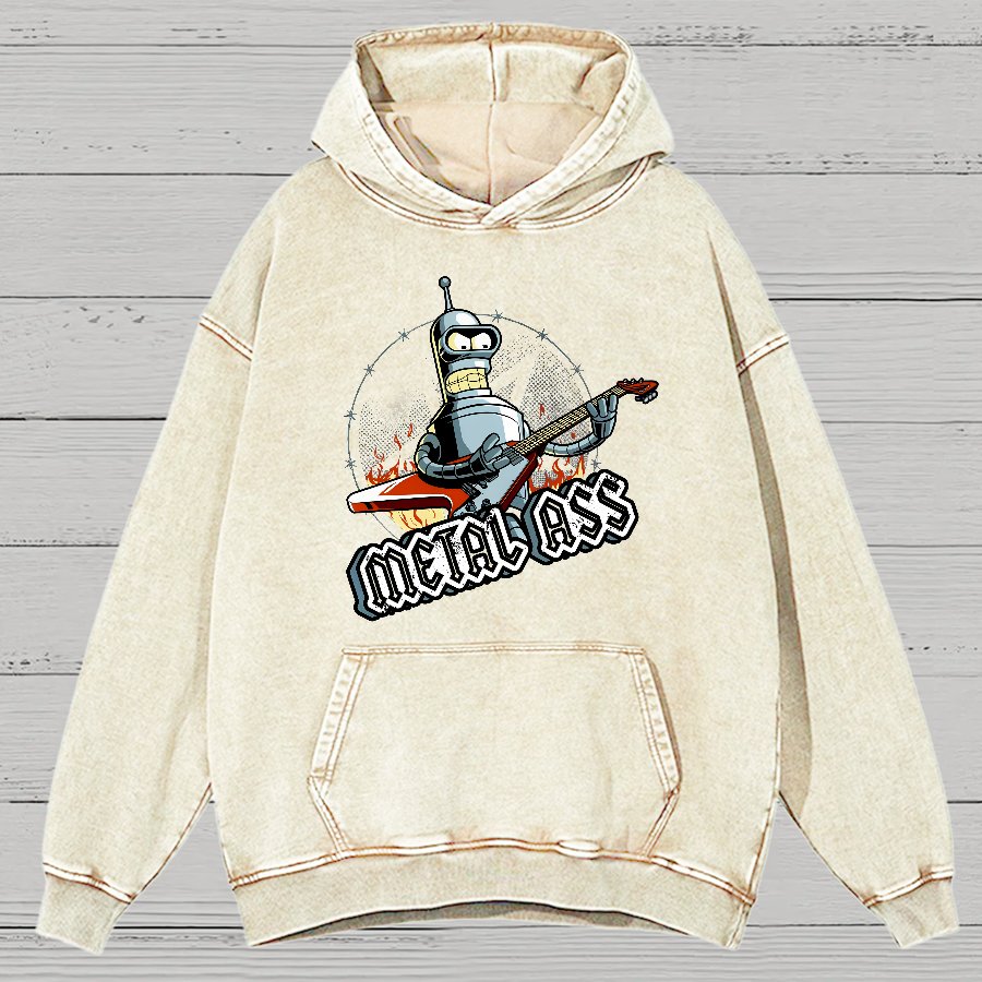 Robot Metal Rock Vintage Distressed Hoodie