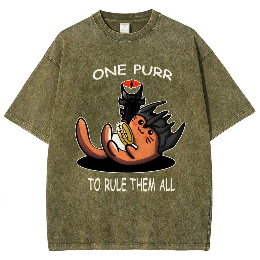 One Purr to Reign Them All Vintage Distressed T-shirt