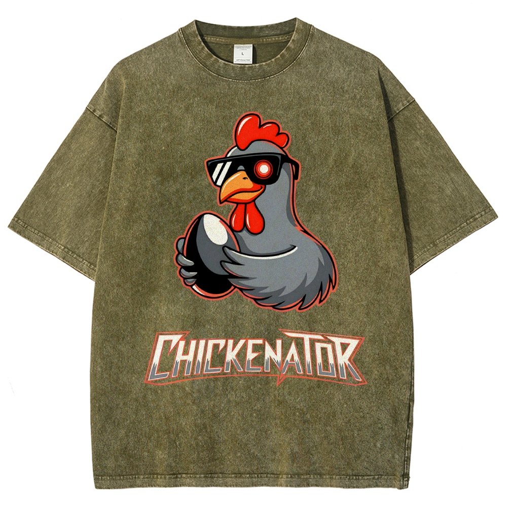 Chickenator The Future Chicken Vintage Distressed T-shirt