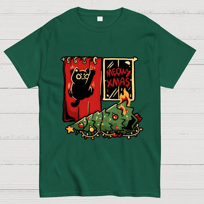 Meowy Xmas Cat Geek T-Shirt