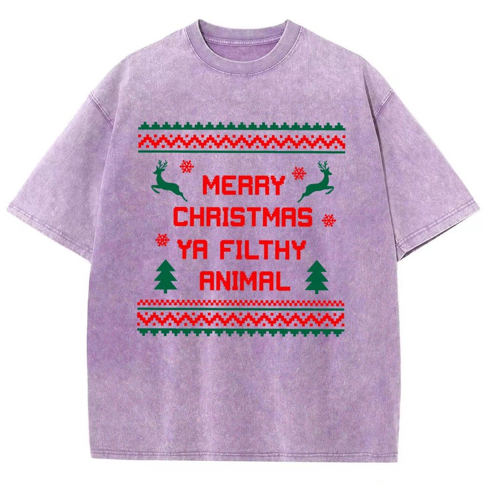 Merry Christmas Ya Filthy Animal funny Vintage Distressed T-shirt