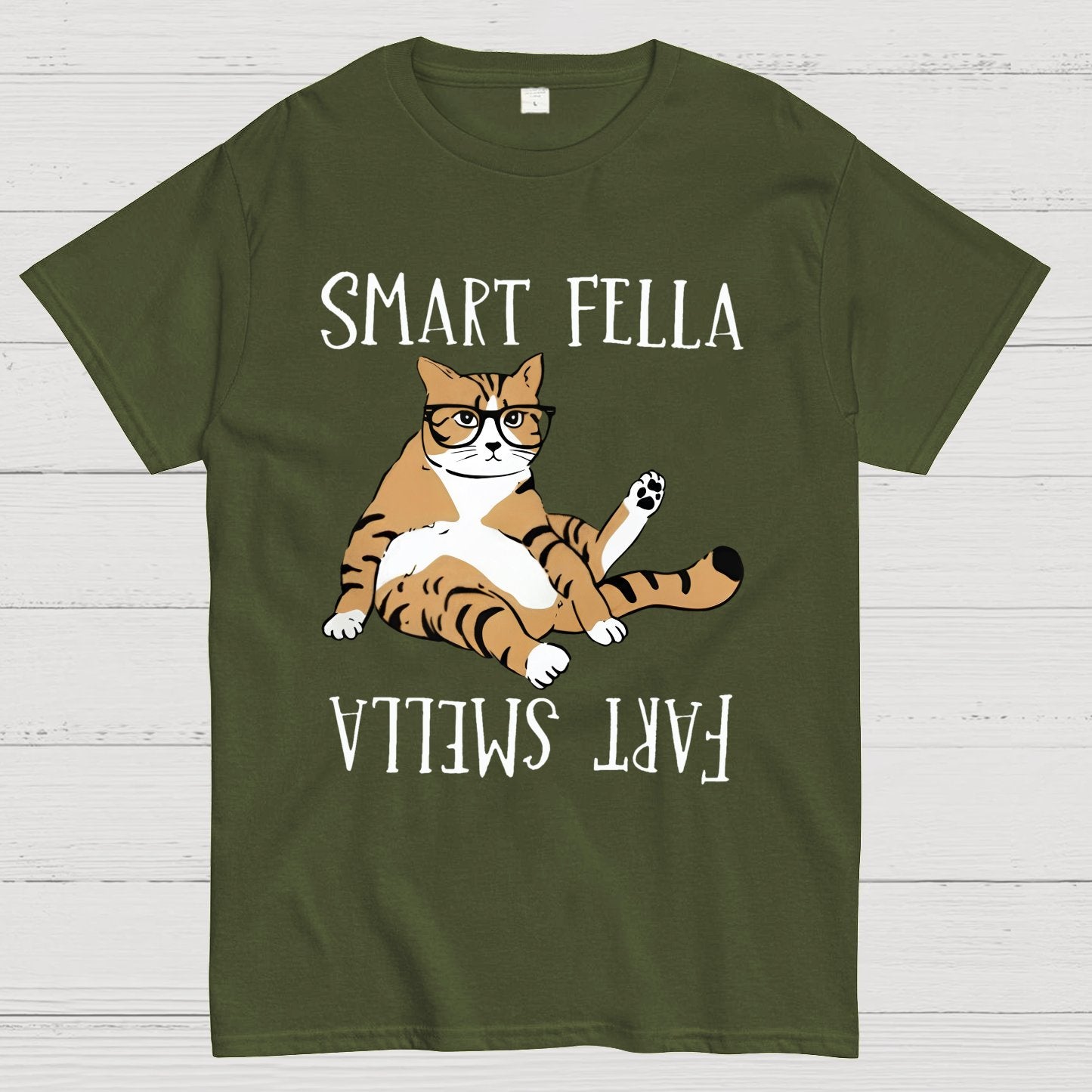 Smart Fella , Fart Smella, Funny Cat Geek T-Shirt