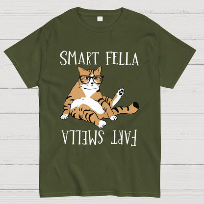 Smart Fella , Fart Smella, Funny Cat Geek T-Shirt