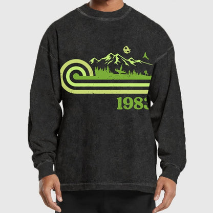 Retro Vintage Mysterious Forest Washed Long Sleeve Tee