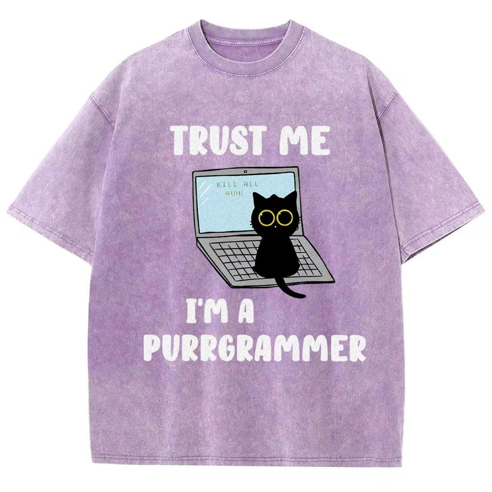 I'm A Purrgrammer Funny Cat Nerdy Vintage Distressed T-shirt