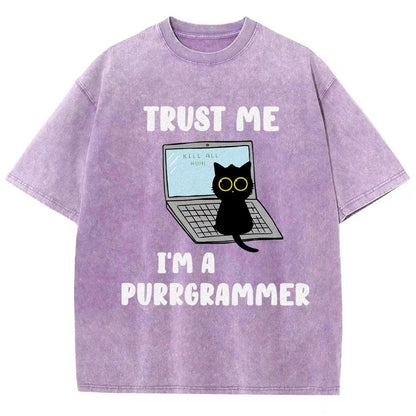 I'm A Purrgrammer Funny Cat Nerdy Vintage Distressed T-shirt