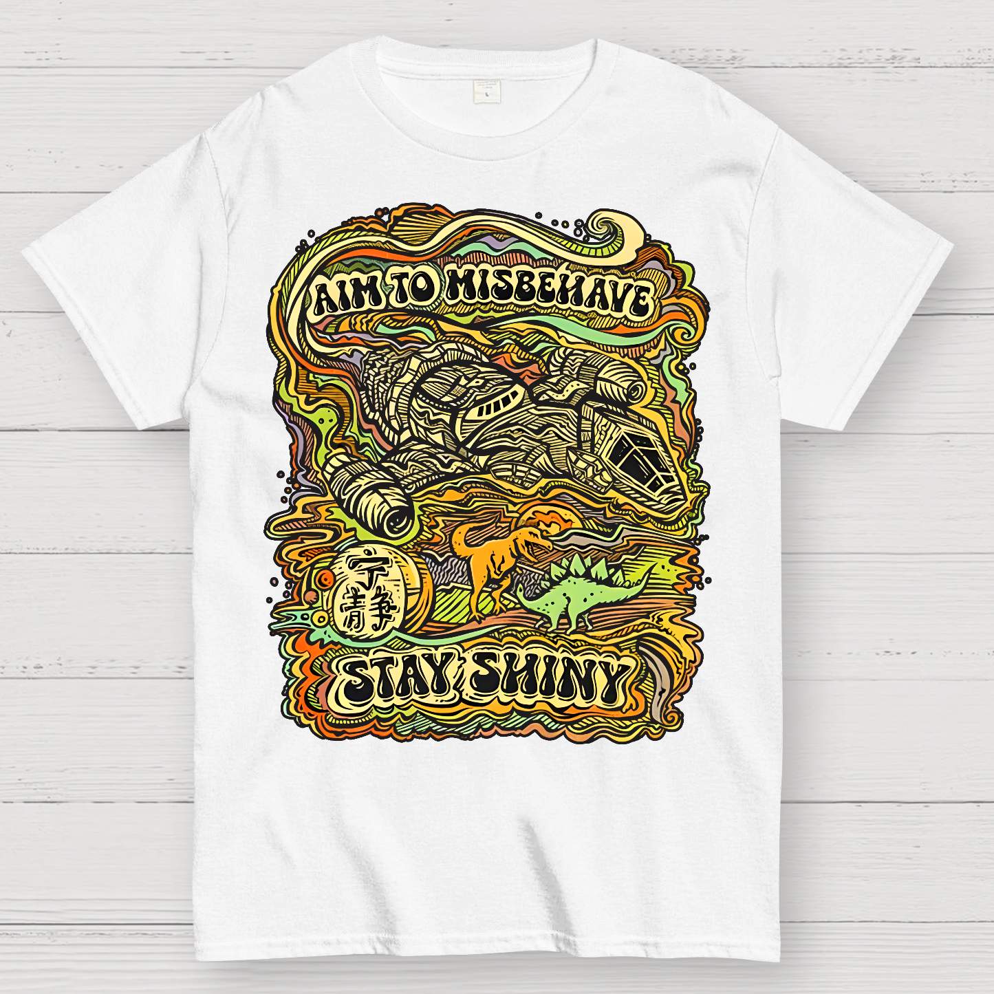 Aim to Misbehave, Stay Shiny Geek T-Shirt