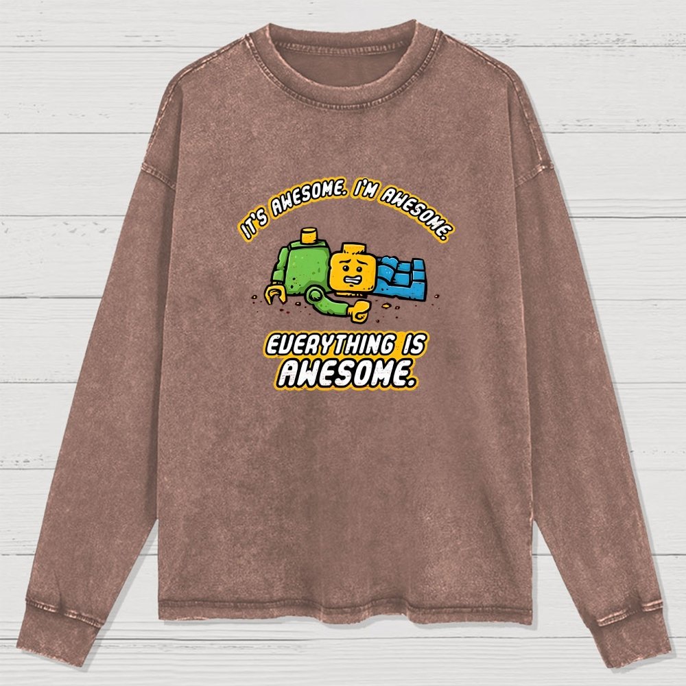 Everything Is Awesome Washed Long Sleeve Tee