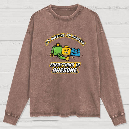 Everything Is Awesome Washed Long Sleeve Tee