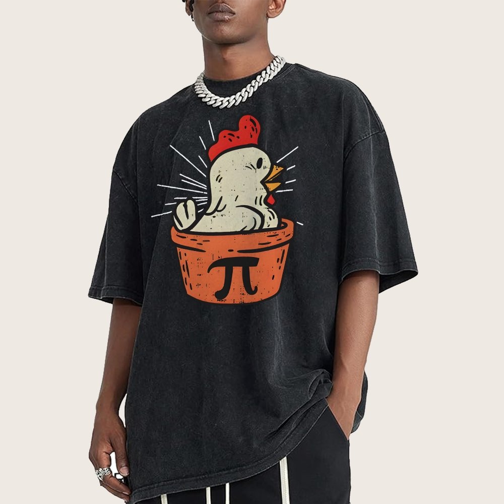 Funny Chicken Pot Pi Vintage Distressed T-shirt