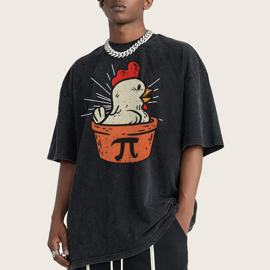 Funny Chicken Pot Pi Vintage Distressed T-shirt