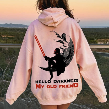 Hello Darkness My Old Friend Printed Back Unisex Cotton Hoodie