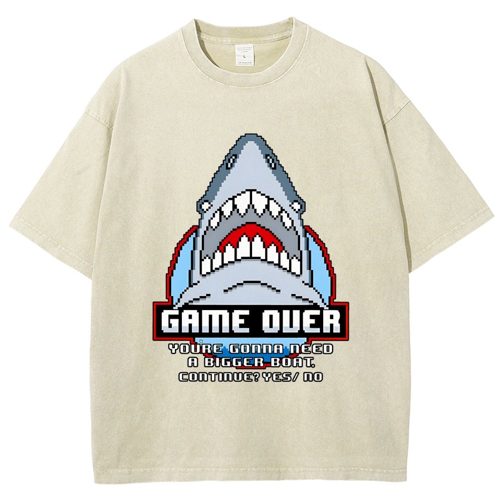 Game Over Shark Vintage Distressed T-shirt