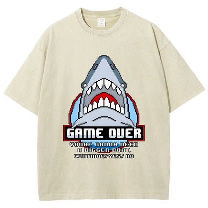 Game Over Shark Vintage Distressed T-shirt