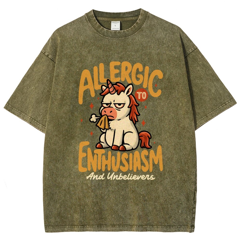 Allergic to Enthusiasm Vintage Distressed T-shirt