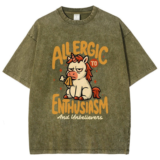 Allergic to Enthusiasm Vintage Distressed T-shirt