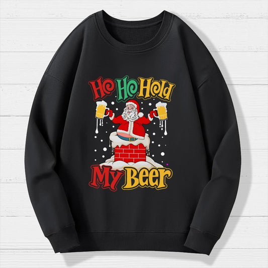 Ho Ho Hold My Beer Christmas Geek Cotton Sweatshirt