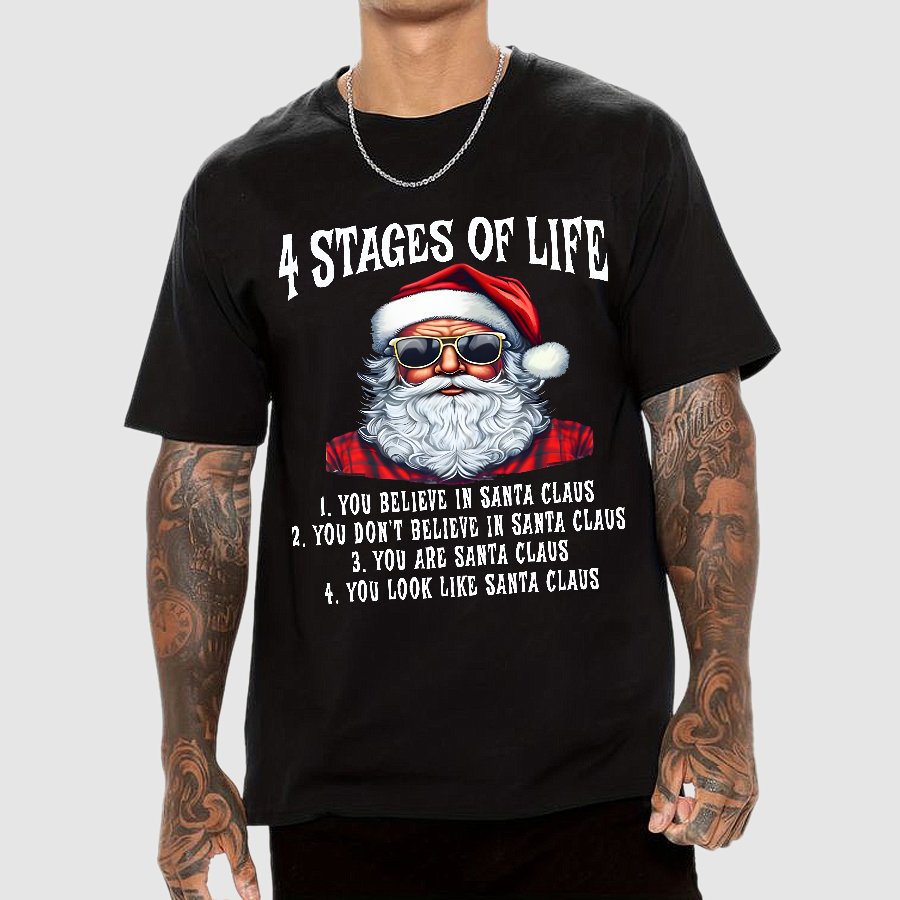 4 Stages Of Life Funny Christmas Geek T-Shirt
