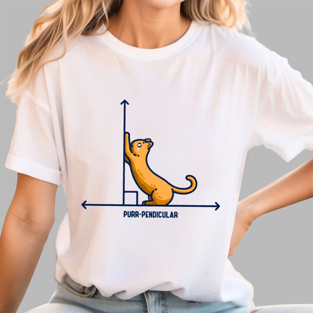 Purr-Pendicular Cute Maths Cat Premium Geek T-Shirt