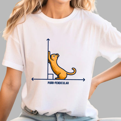 Purr-Pendicular Cute Maths Cat Premium Geek T-Shirt