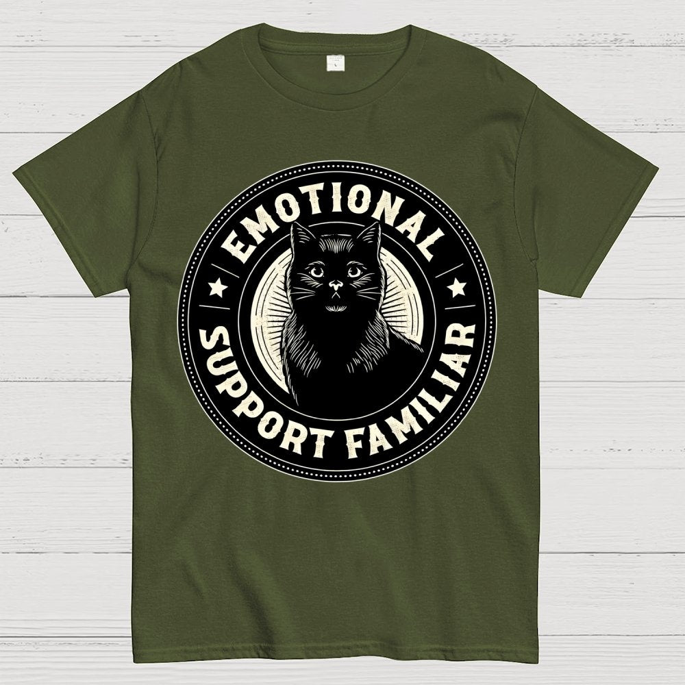 Emotional Support Familiar Black Cat Geek T-Shirt