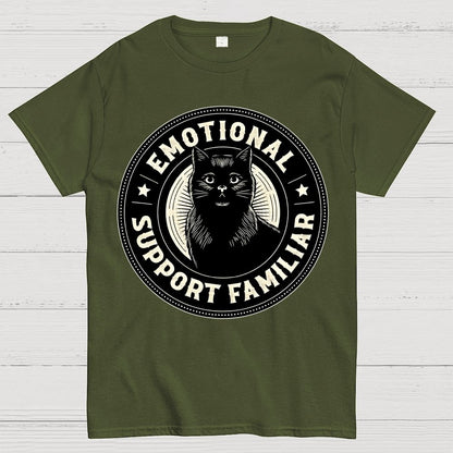 Emotional Support Familiar Black Cat Geek T-Shirt