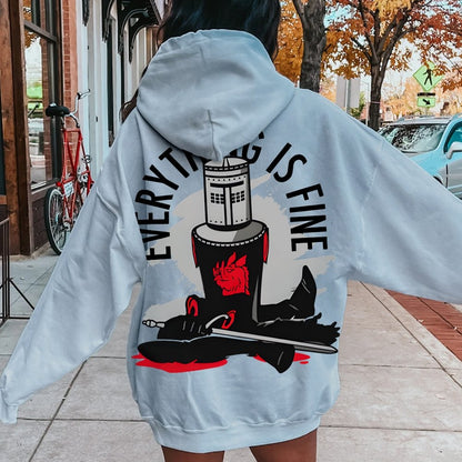 Everything Is Fine Printed Back Cotton Hoodie