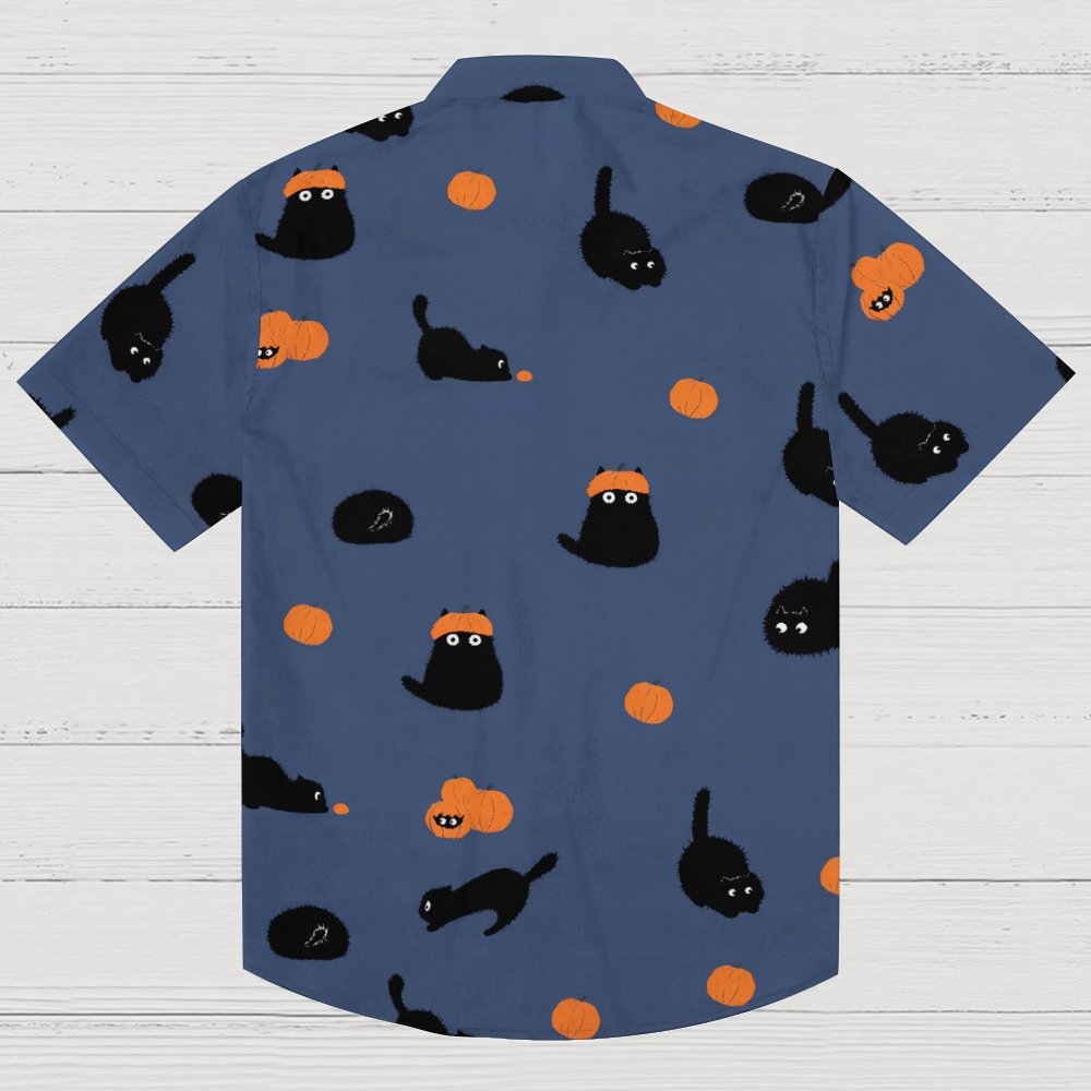 Halloween Pumpkin Black Cat Geeky Shirt