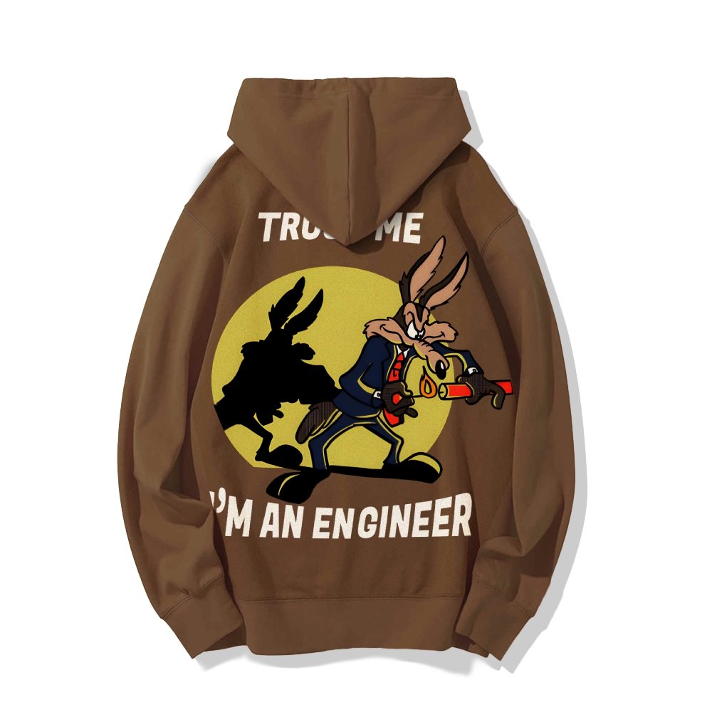 Trust Me I'm An Engineer Printed Back Cotton Hoodie