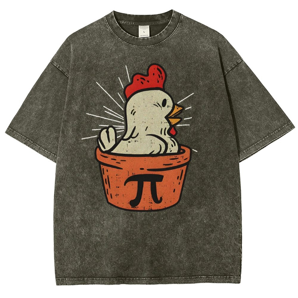 Funny Chicken Pot Pi Vintage Distressed T-shirt
