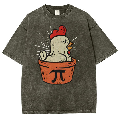 Funny Chicken Pot Pi Vintage Distressed T-shirt