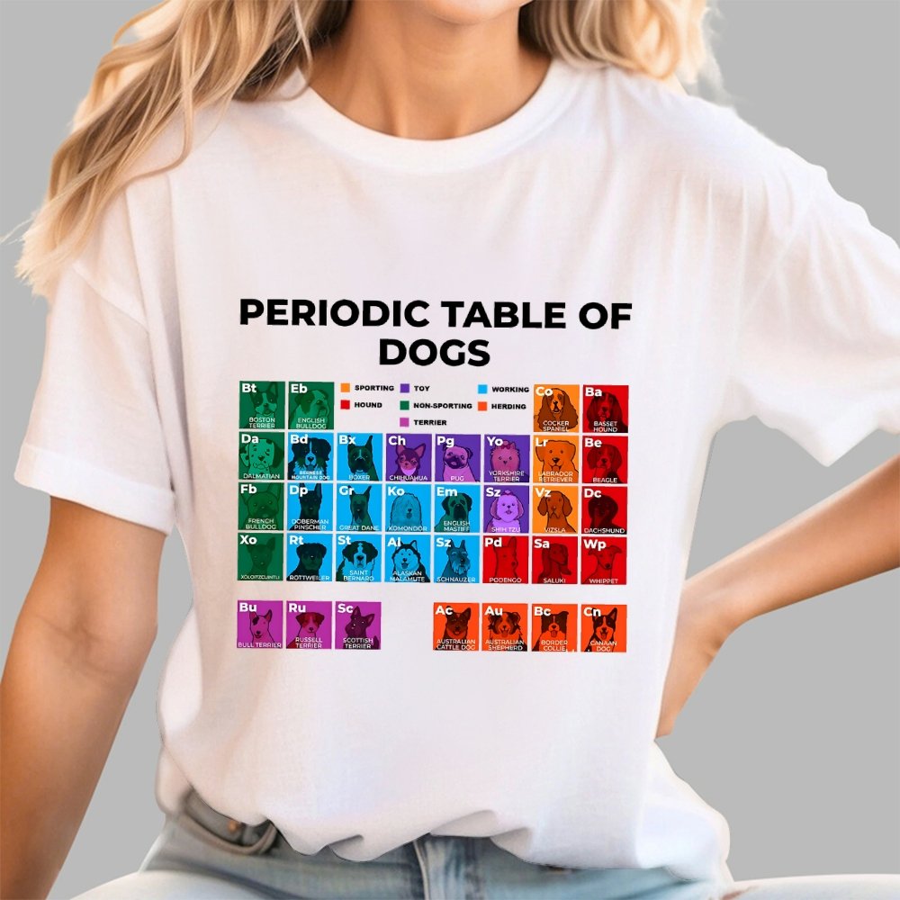 Periodic Table of Dogs  Dog Lover  Funny Science Geek T-Shirt