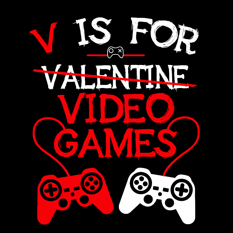 V Is For Video Games Funny Valentines Day Gamer Boy Men Gift Nerd T-Shirt