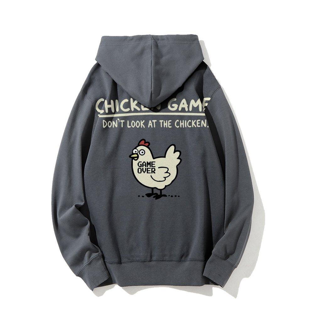 Chicken Game Geeky Printed Back Cotton Hoodie