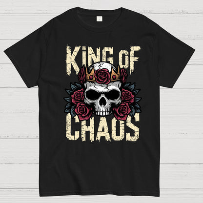 King of Chaos Skull Rose Crown Nerdy T-Shirt
