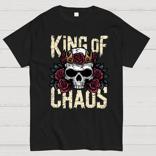 King of Chaos Skull Rose Crown Nerdy T-Shirt