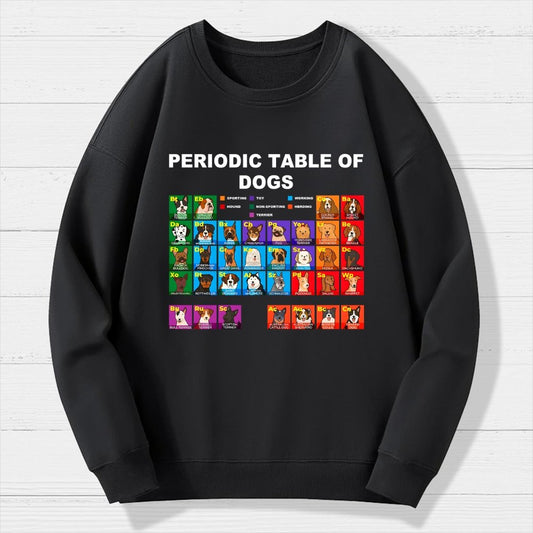 Periodic Table Of Dogs  Dog Lover  Funny Science Geek Cotton Sweatshirt