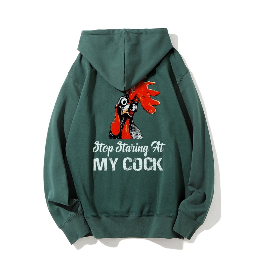 Stop Staring at My Cock Printed Back Unisex Cotton Hoodie